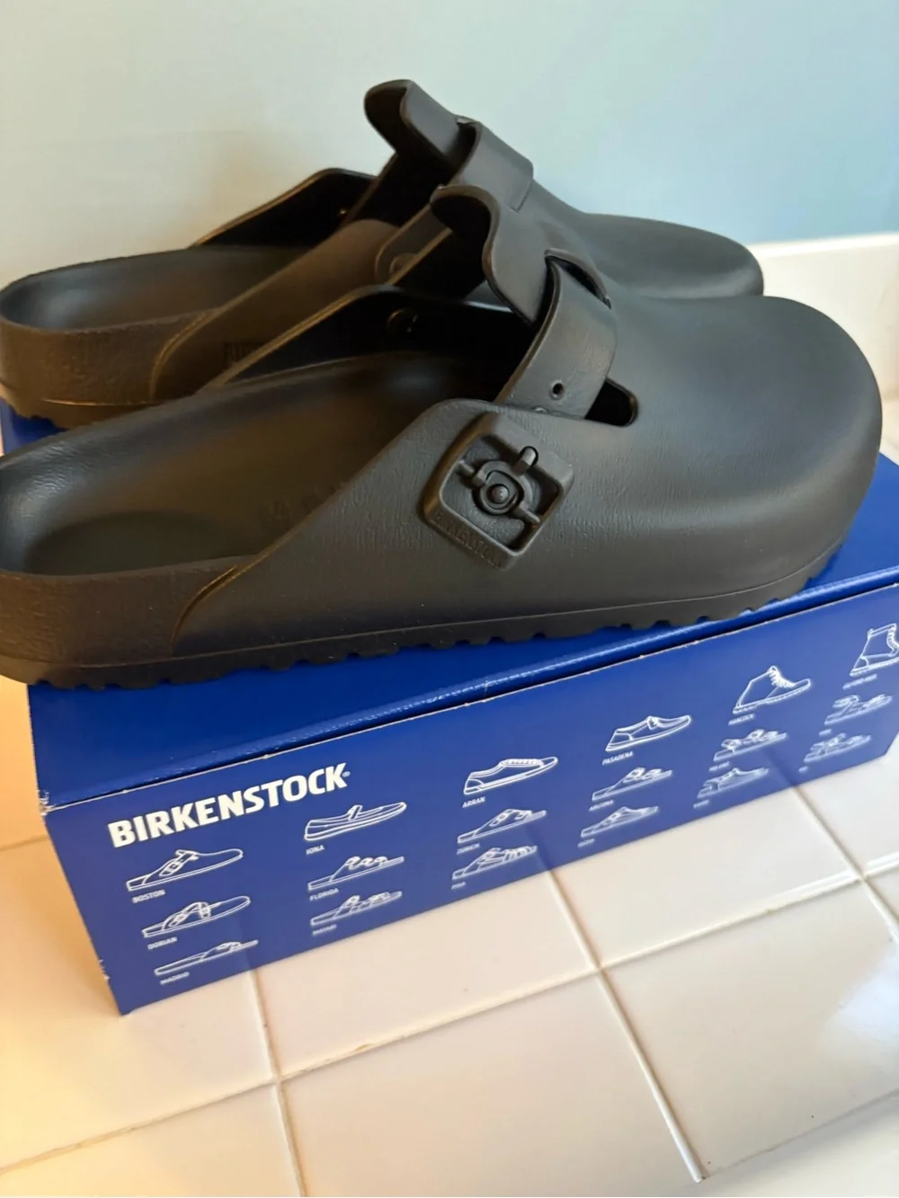 NIB Birkenstock Boston Eva Black Slip On Mule Clogs Sz 44 US M 11 UK 9. 5 MM 285